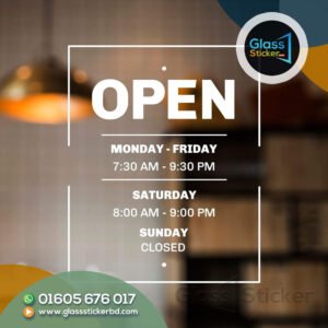 Opening Hours Glass Sticker