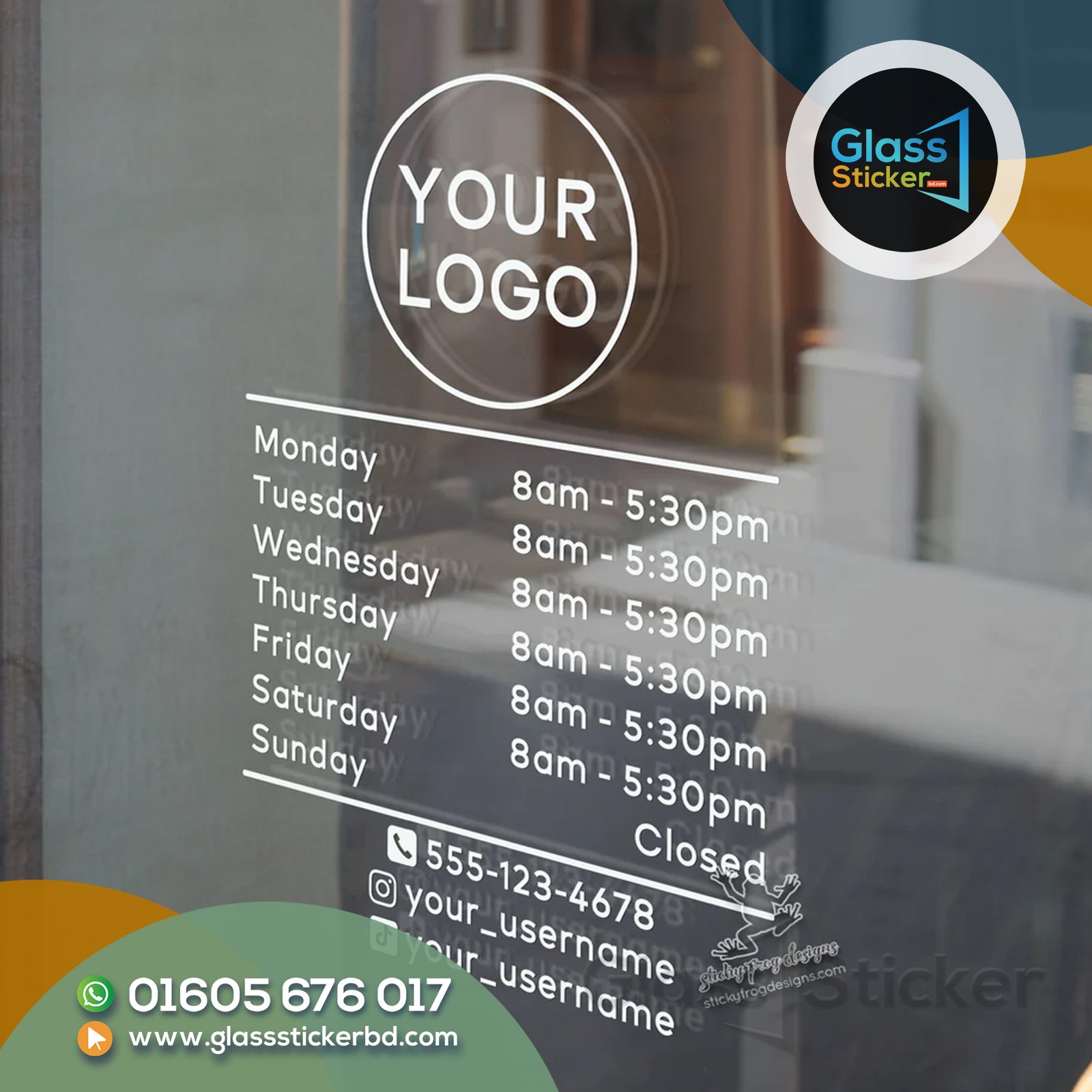 Business Information Glass Sticker