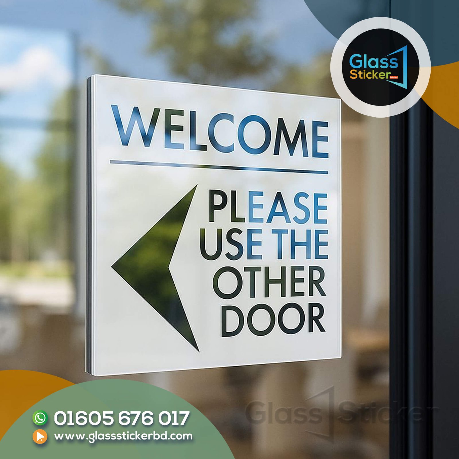 Directional Arrow Glass Sticker